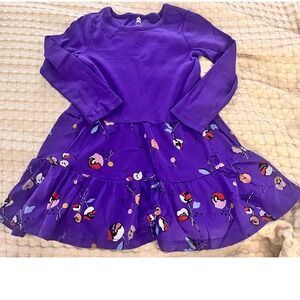 Tea Collection Purple Floral Long Sleeve Dress Size 4 Girls